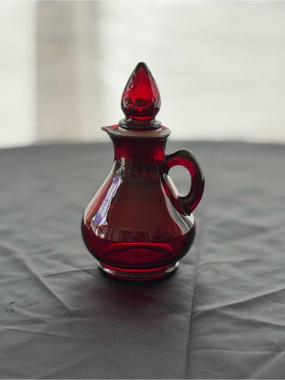 Avon Vintage Red Glass Decanter with Stopper 5”